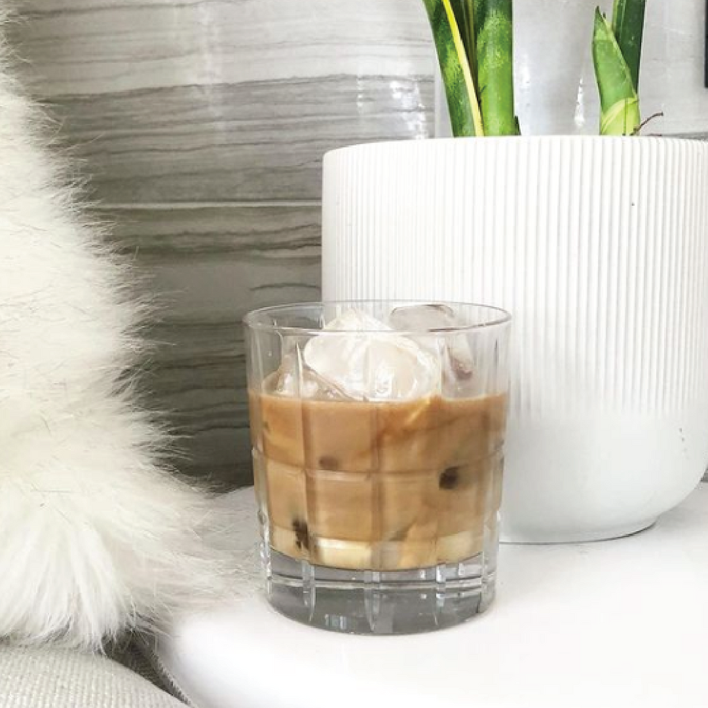 Iced coffee in small glass