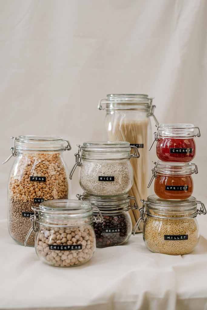 Jars filled with a variety of items